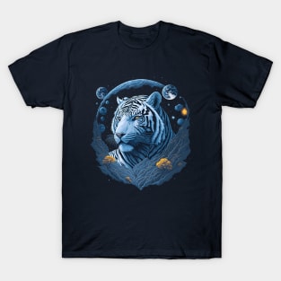 White Tiger at Night Time T-Shirt